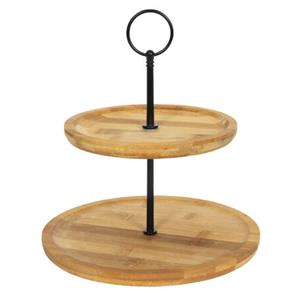 Etagere 2-laags - bamboe hout - 16 x D22 cm -