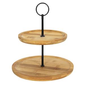 Svenska Living Etagere 2-laags - bamboe hout - 16 x D22 cm -