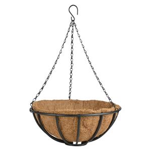 Esschert Design Metalen hanging basket / plantenbak zwart met ketting 35 cm - hangende bloemen -