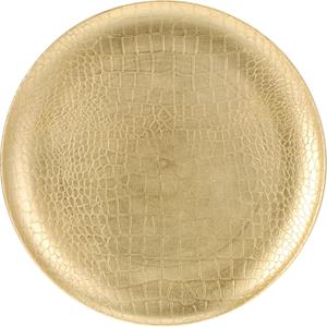 Excellent Houseware Kaarsenbord/onderbord - goud - kunststof - D33 cm - krokodillen motief -