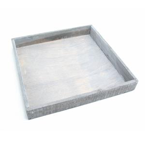 HBX Natural Living Dienblad/kaarsenbord - hout - L30 x B30 x H3 - vierkant - grijs - tray - grey wash -