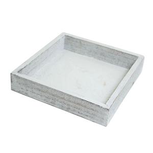 HBX Natural Living Dienblad/kaarsenbord - hout - L30 x B30 x H3 - vierkant - white wash hout -
