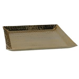 Merkloos Kaarsen plateau met rand en reliefwerk - vierkant - metaal - goud - 25 x 25 cm -