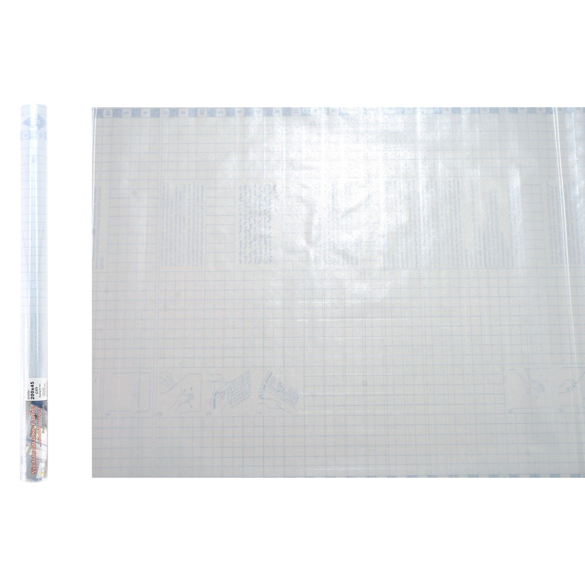 Merkloos Privacy raamfolie - 45 cm x 2 - melkglas vierkantjes design - zelfklevend -