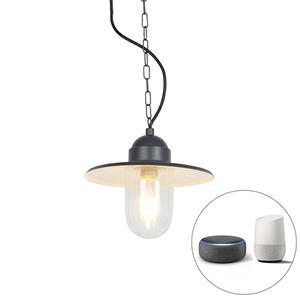 qazqa Smarte Outdoor-Hängelampe Anthrazit IP44 inkl. Wifi ST64 - Kansas Graphit - Dunkelgrau