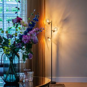 QAZQA Smart vloerlamp zwart verstelbaar incl. 3 Wifi P45 - Mesh
