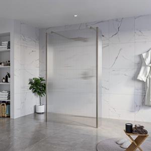 Fortifura Galeria Vrijstaande Inloopdouche - 120x200cm - Helder geribbeld - antikalk - 8mm veiligheidsglas - 2 zijwanden 40cm - wandsteunen en hoekprofielen - Geborsteld Gunmetal PVD SW927771 2x/SW797