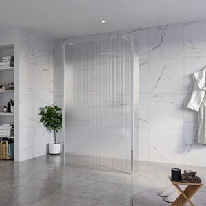 Fortifura Galeria Vrijstaande Inloopdouche - 120x200cm - Helder geribbeld - antikalk - 8mm veiligheidsglas - 2 zijwanden 40cm - wandsteunen en hoekprofielen - Chroom SW927766 2x/SW797953/SW797948 2x/S