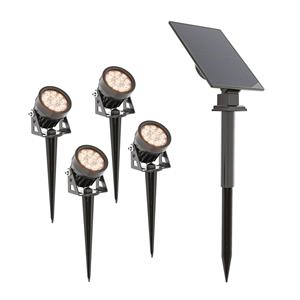 HOFTRONIC™ 4x Troy Solar prikspots - Los zonnepaneel - 3000K warm wit licht - IP65 waterdicht - 150 lumen - Solar buitenlampen incl. schemerschakelaar - Tuinspots
