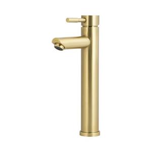 Luzzo Como Brushed Brass Hoog - Rvs Wastafelkraan Hoog - Goudkleurig