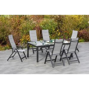 MERXX Tuin-eethoek Florence 6 klapstoelen met uittrekbare tafel (7-delig)