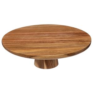 5five taart/gebak serveerschaal - plat - rond - acacia hout - 28 x 9 cm - presentatie schaal -