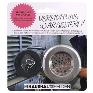 Haushaltshelden Gootsteen set incl gootsteenfilter en afvoerstop - zilver/zwart - RVS -