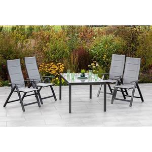 MERXX Tuin-eethoek Florence 4 klapstoelen met tuintafel (5-delig)
