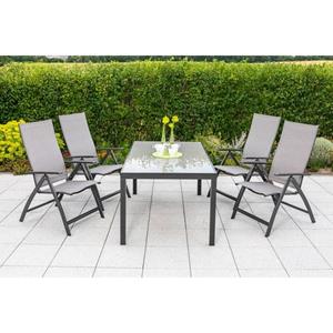 MERXX Tuin-eethoek VICENZA 4 klapstoelen met tafel (5-delig)