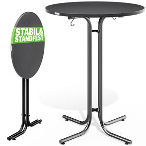casaria Stehtisch 70/80x110cm klappbar rund Stabil Garten Hoch Holz pulverbeschichtet Metall Hochtisch Bistrotisch Partytisch Bartisch Biertisch weiß grau