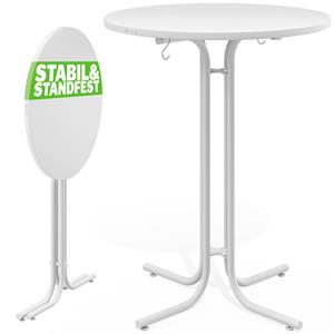 casaria Stehtisch 70/80x110cm klappbar rund Stabil Garten Hoch Holz pulverbeschichtet Metall Hochtisch Bistrotisch Partytisch Bartisch Biertisch weiß grau