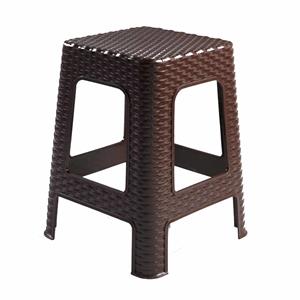 PlasticForte zit/bijzet krukje - Rotan line - donkerbruin - kunststof - 28 x 28 x 45 cm -