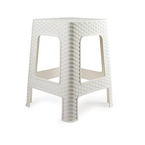 PlasticForte zit/bijzet krukje - Rotan line - wit - kunststof - x x 45 cm -