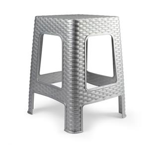 PlasticForte zit/bijzet krukje - Rotan line - zilvergrijs - kunststof - x x 45 cm -