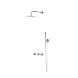IVY Bond Regendoucheset 4 inbouw symmetry met 2 stopkranen, 40cm wandarm, 20cm slim hoofddouche, houder met uitlaat, doucheslang 150cm, staafmodel handdouche Chroom