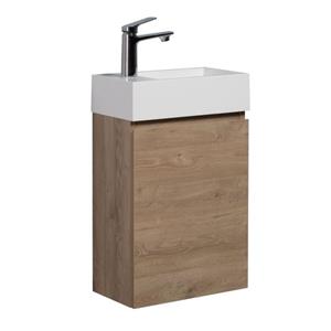 Badplaats Toiletmeubel Angela 40 x 22 cm - Kastanje eiken - Fonteinmeubel met Wastafel