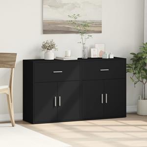 vidaXL Dressoirs 2 st 60x31x70 cm bewerkt hout zwart