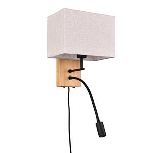 BES LED LED Wandlamp - Wandverlichting - Trion Ilay - E27 Fitting - 2-lichtpunten - Rechthoek - Bruin - Natuurhout