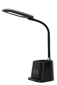 Lucide PENNY - Bureaulamp - LED Dimb. - 1x4,7W 3000K - Met draadloze oplader - Zwart