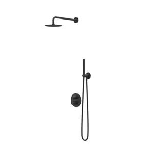 IVY Bond Regendoucheset 2 inbouw met 2-weg stop-omstel, 40cm wandarm, 20cm slim hoofddouche rond, glijstang met uitlaat, doucheslang 150cm, staafmodel handouche Mat zwart PED