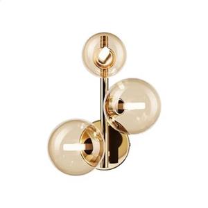 Maytoni wandlamp Dallas, goud/helder 3-lamps glas hoogte 25,5 cm