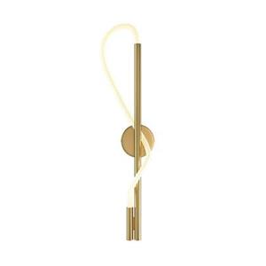 Maytoni LED wandlamp Tau, goudkleurig, hoogte 84 cm, aluminium
