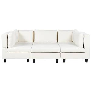 UNSTAD-Moduliare bank met ottomaan-Wit-5-zits-Polyester