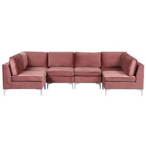  EVJA - Hoekbank 6-zits - Roze - Fluweel