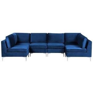  EVJA - Hoekbank 6-zits - Blauw - Fluweel
