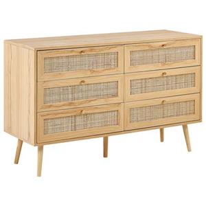 Beliani  PEROTE - Commode - 6 Lades - Lichte houtkleur - Rotan