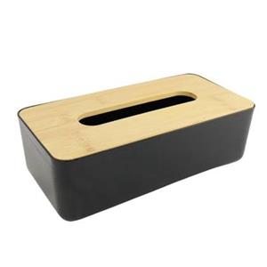 Tissue box Houder Zwart 26x13.2x8.8 cm Bamboe en kunststof
