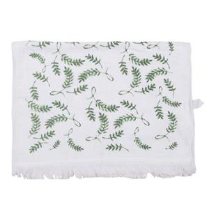 Clayre & Eef Gastendoekje 40x66 cm Wit Groen Katoen Takjes Toilet
