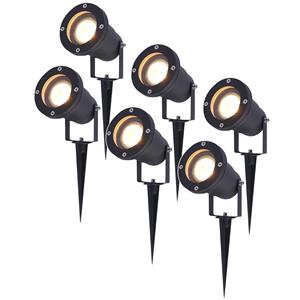 HOFTRONIC™ Set van 6 Sydney Prikspot aluminium zwart geschikt voor GU10 spots IP65 spatwaterbestendig 3 jaar garantie