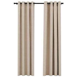 VidaXL Gordijnen linnen-look verduisterend ogen 2 st 140x225 cm beige