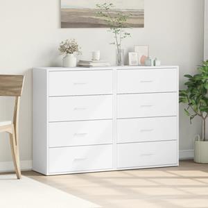 vidaXL Dressoirs 2 st 60x31x84 cm bewerkt hout wit