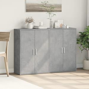 vidaXL Dressoirs 2 st 60x31x84 cm bewerkt hout betongrijs