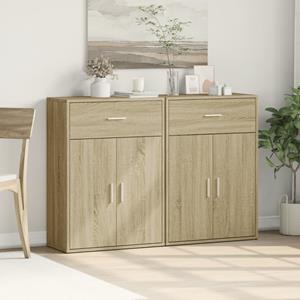 vidaXL Dressoirs 2 st 60x30x84 cm bewerkt hout sonoma eikenkleurig
