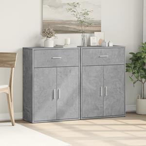 vidaXL Dressoirs 2 st 60x30x84 cm bewerkt hout betongrijs