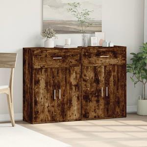 vidaXL Dressoirs 2 st 60x30x84 cm bewerkt hout gerookt eikenkleurig