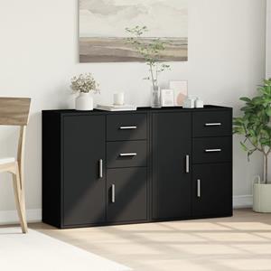vidaXL Dressoirs 2 st 60x31x70 cm bewerkt hout zwart
