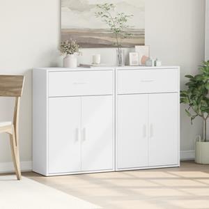 vidaXL Dressoirs 2 st 60x30x84 cm bewerkt hout wit