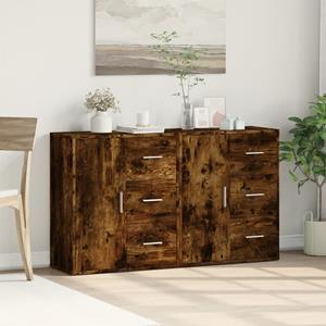 vidaXL Dressoirs 2 st 60x31x70 cm bewerkt hout gerookt eikenkleurig