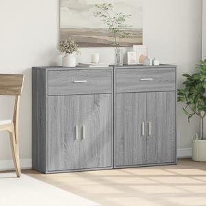 vidaXL Dressoirs 2 st 60x30x84 cm bewerkt hout grijs sonoma eikenkleur