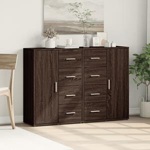 vidaXL Dressoirs 2 st 60x31x84 cm bewerkt hout bruin eikenkleurig